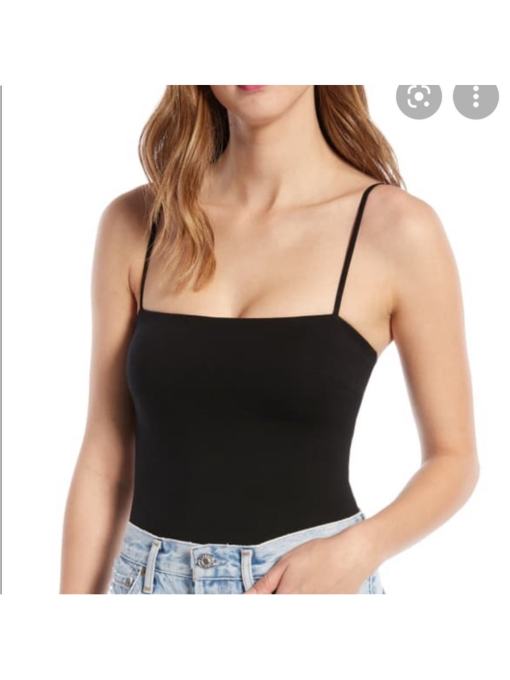 Tiger Mist Black Square Neck Thong Bodysuit